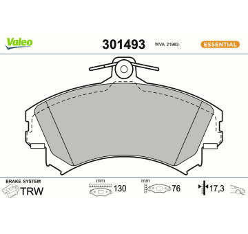 Sada brzdových destiček, kotoučová brzda VALEO 301493