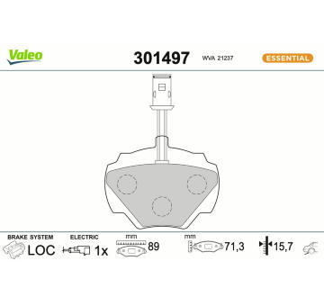 Sada brzdových destiček, kotoučová brzda VALEO 301497