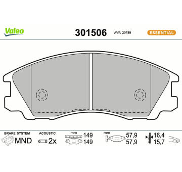 Sada brzdových platničiek kotúčovej brzdy VALEO 301506