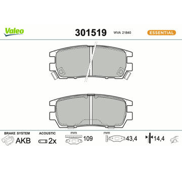 Sada brzdových platničiek kotúčovej brzdy VALEO 301519