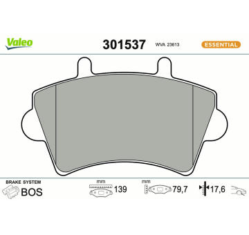 Sada brzdových destiček, kotoučová brzda VALEO 301537