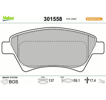 Sada brzdových platničiek kotúčovej brzdy VALEO 301558