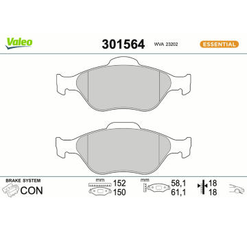 Sada brzdových platničiek kotúčovej brzdy VALEO 301564