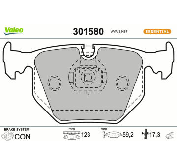 Sada brzdových destiček, kotoučová brzda VALEO 301580