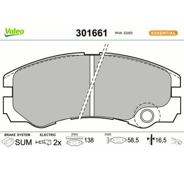 Sada brzdových platničiek kotúčovej brzdy VALEO 301661