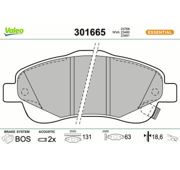 Sada brzdových platničiek kotúčovej brzdy VALEO 301665