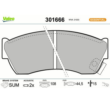 Sada brzdových destiček, kotoučová brzda VALEO 301666
