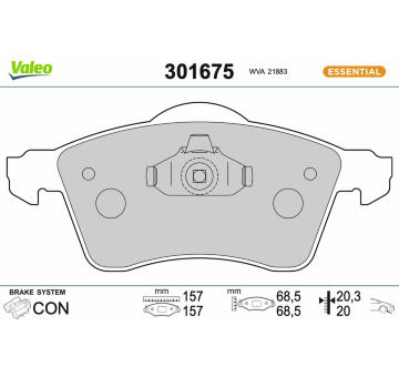 Sada brzdových destiček, kotoučová brzda VALEO 301675