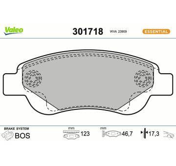 Sada brzdových destiček, kotoučová brzda VALEO 301718