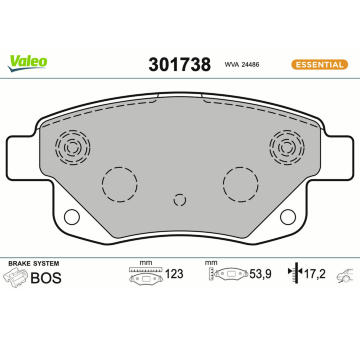 Sada brzdových destiček, kotoučová brzda VALEO 301738