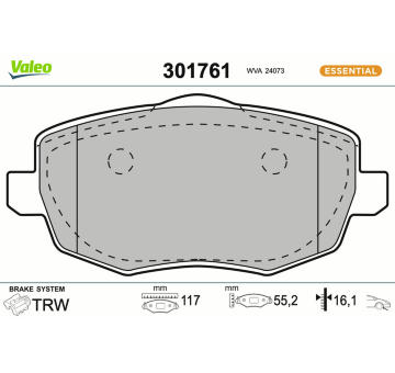 Sada brzdových destiček, kotoučová brzda VALEO 301761