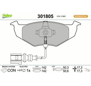 Sada brzdových destiček, kotoučová brzda VALEO 301805