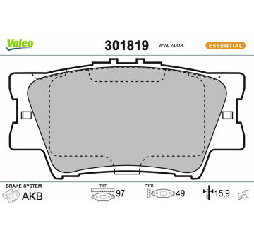 Sada brzdových platničiek kotúčovej brzdy VALEO 301819