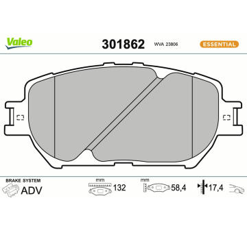 Sada brzdových destiček, kotoučová brzda VALEO 301862