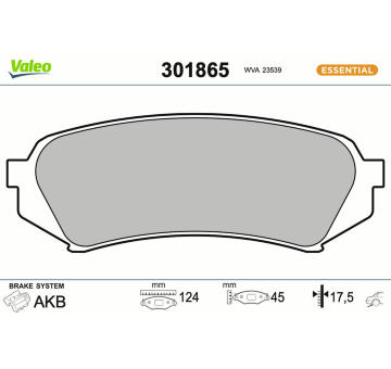 Sada brzdových destiček, kotoučová brzda VALEO 301865