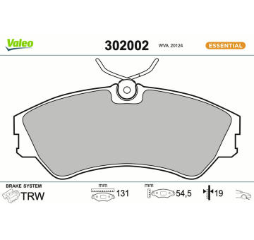 Sada brzdových destiček, kotoučová brzda VALEO 302002