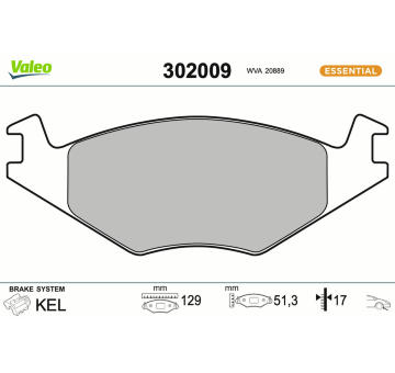 Sada brzdových destiček, kotoučová brzda VALEO 302009