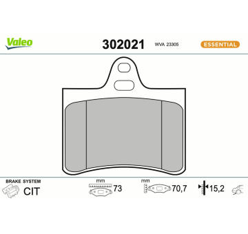 Sada brzdových destiček, kotoučová brzda VALEO 302021