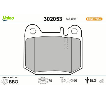 Sada brzdových destiček, kotoučová brzda VALEO 302053