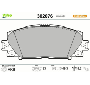 Sada brzdových destiček, kotoučová brzda VALEO 302076