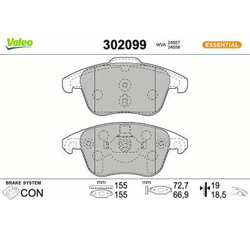 Sada brzdových destiček, kotoučová brzda VALEO 302099