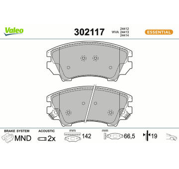 Sada brzdových destiček, kotoučová brzda VALEO 302117