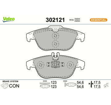 Sada brzdových destiček, kotoučová brzda VALEO 302121