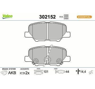 Sada brzdových destiček, kotoučová brzda VALEO 302152