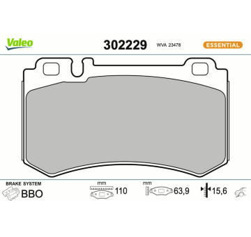 Sada brzdových platničiek kotúčovej brzdy VALEO 302229