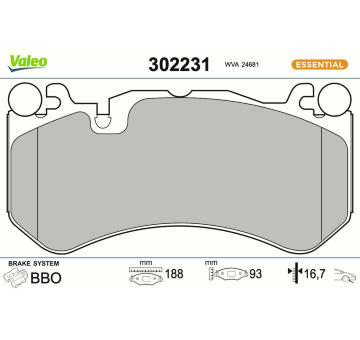 Sada brzdových platničiek kotúčovej brzdy VALEO 302231