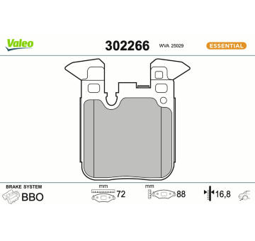 Sada brzdových destiček, kotoučová brzda VALEO 302266
