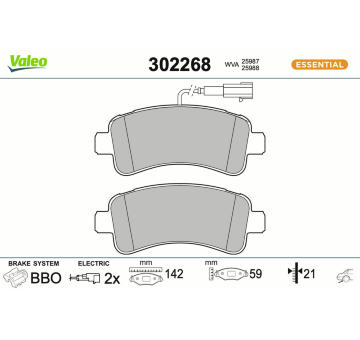 Sada brzdových platničiek kotúčovej brzdy VALEO 302268