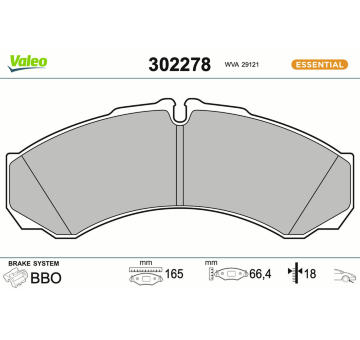 Sada brzdových destiček, kotoučová brzda VALEO 302278