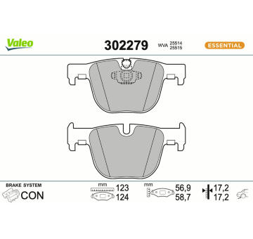Sada brzdových platničiek kotúčovej brzdy VALEO 302279