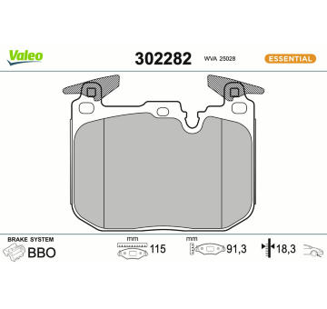 Sada brzdových platničiek kotúčovej brzdy VALEO 302282