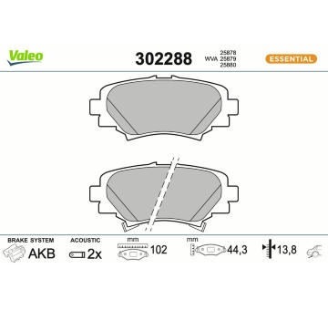Sada brzdových platničiek kotúčovej brzdy VALEO 302288