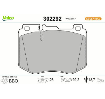 Sada brzdových destiček, kotoučová brzda VALEO 302292