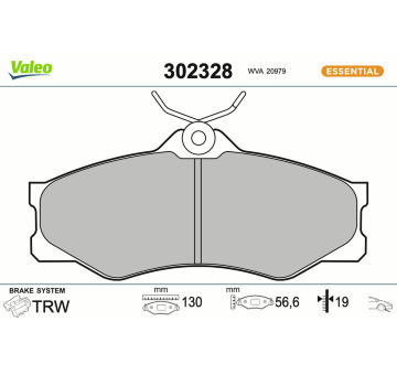 Sada brzdových destiček, kotoučová brzda VALEO 302328