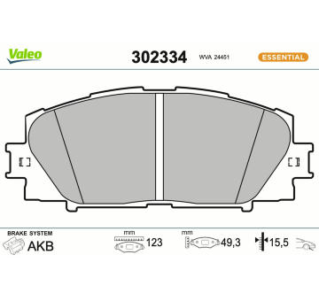 Sada brzdových destiček, kotoučová brzda VALEO 302334