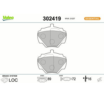 Sada brzdových destiček, kotoučová brzda VALEO 302419