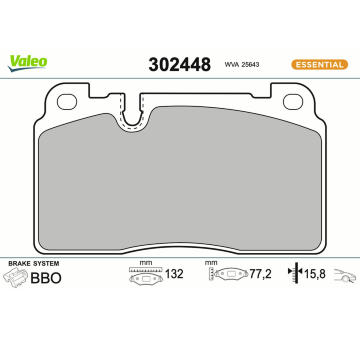 Sada brzdových destiček, kotoučová brzda VALEO 302448