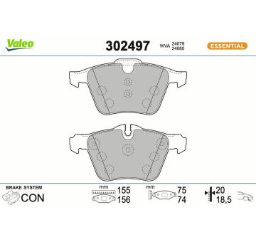Sada brzdových destiček, kotoučová brzda VALEO 302497