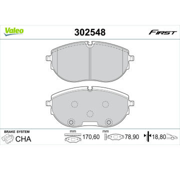 Sada brzdových destiček, kotoučová brzda VALEO 302548