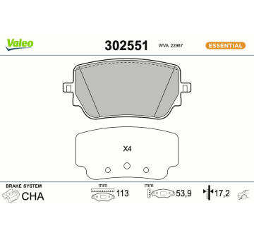 Sada brzdových platničiek kotúčovej brzdy VALEO 302551