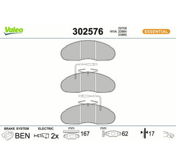 Sada brzdových destiček, kotoučová brzda VALEO 302576