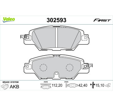 Sada brzdových destiček, kotoučová brzda VALEO 302593