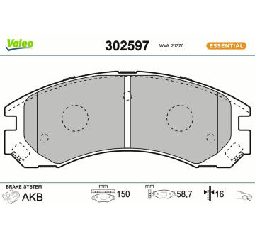 Sada brzdových destiček, kotoučová brzda VALEO 302597