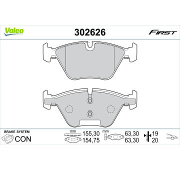 Sada brzdových destiček, kotoučová brzda VALEO 302626