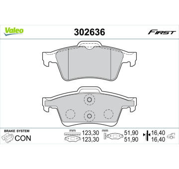 Sada brzdových destiček, kotoučová brzda VALEO 302636