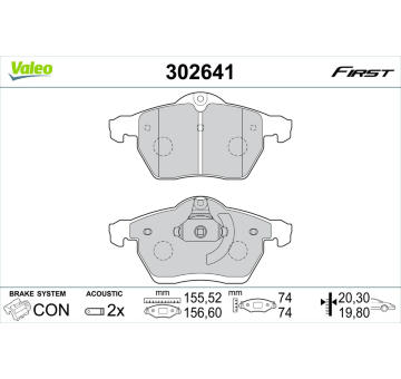 Sada brzdových destiček, kotoučová brzda VALEO 302641